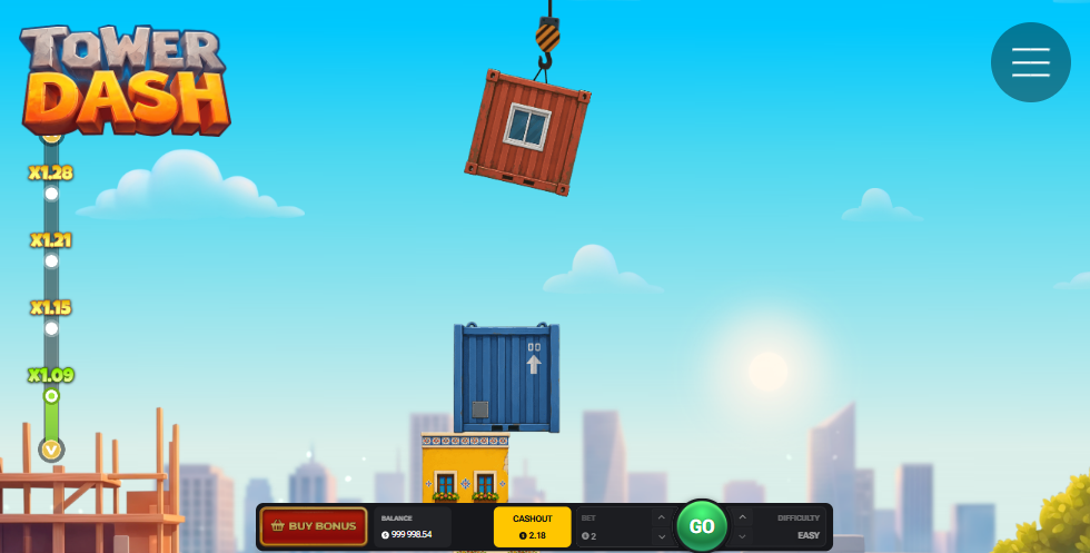 Tower Dash میں پلیٹ فارم کے اوپر کرین اور کنٹینر