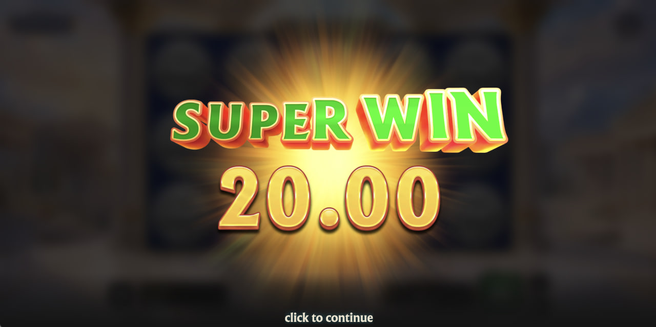 Zeus Flip میں Super Win کی جشن والی اسکرین