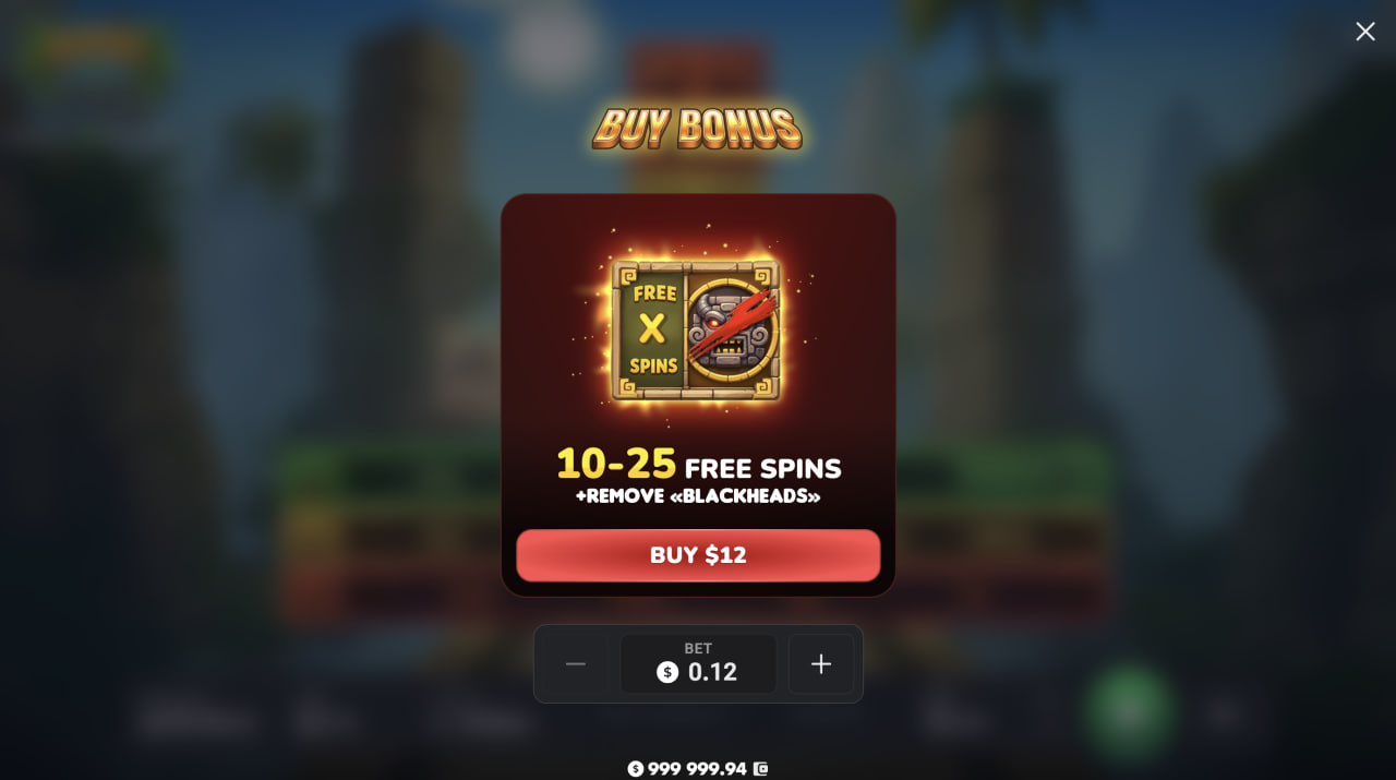 Aztec Totem کی Bonus Buy ونڈو جس میں 10 سے 25 فری اسپنز دکھائے گئے ہیں