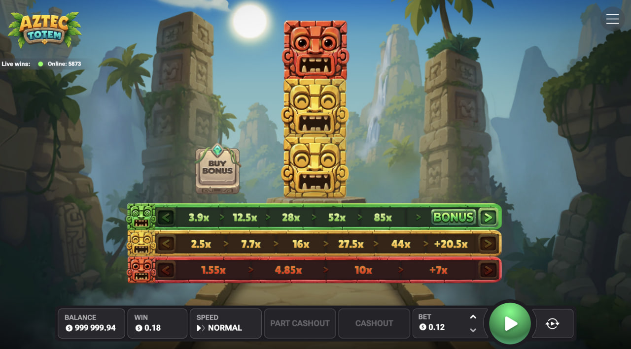 کمپیوٹر پر Aztec Totem کا ٹوٹم اور ملٹی پلائر کی تین لائنیں